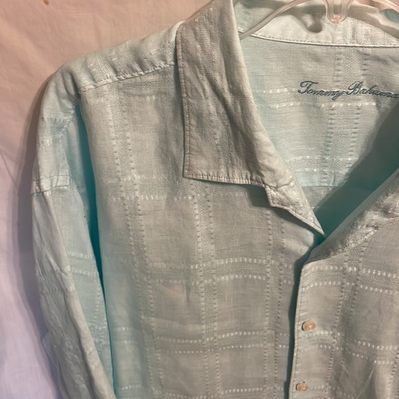 Tommy Bahama Shirt Men 2XL Light Blue 100% Linen Button Up Ling Sleeve 2X Large - Picture 5 of 12